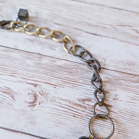 Anthropologie Pam Hiram Necklace Black & Gold Tone Glass Beaded Choker Bib - Picture 4 of 9